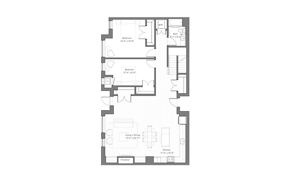 Phalen Bw - Walkup - 3 bedroom floorplan layout with 2 baths and 2403 square feet. (Floor 1)