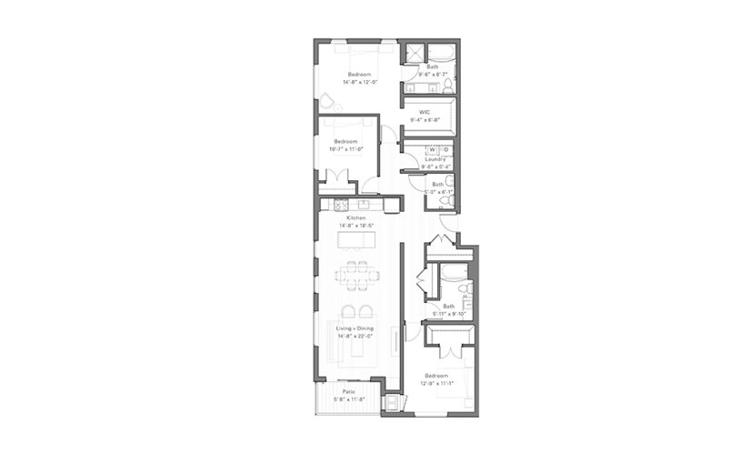 Phalen B - 3 bedroom floor plan layout with 2.5 bathrooms and 1563 square feet