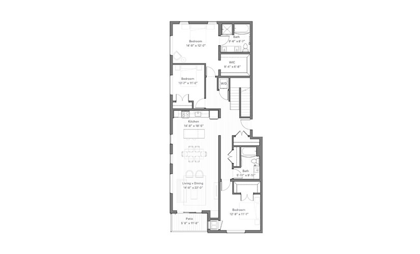 Phalen Bp - Penthouse - 3 bedroom floor plan layout with 2 bathrooms and 1787 square feet